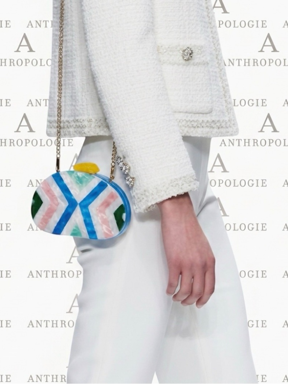New with tags authentic Anthropologie acrylic designer handbag purse clutch